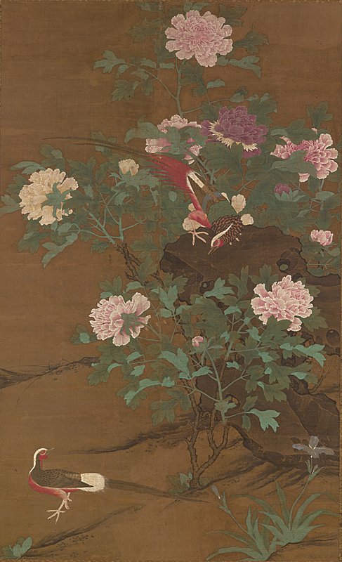 元代王立本〈花鳥圖〉，設色絹本立軸兩屏，162×99.4厘米×2，估價120萬～150萬港元。