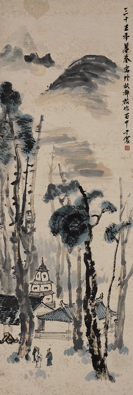 林隆達2006年〈喜鵲書法成扇〉，17×42厘米。畫中喜鵲為林隆達臨橋本關雪之作並篆書題晏殊〈清平樂〉，為他少見的畫作，令不少友朋眼睛為之一亮，甚為喜愛。