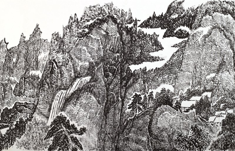 林隆達2012年〈泥金書《心經》〉，11×88厘米。泥金小楷微書於磁青紙上，端正莊嚴，虔敬華麗。
