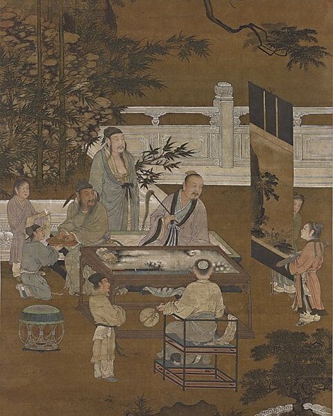 〈明人十八學士圖．畫〉軸，絹本設色畫，174.1×103.1厘米。