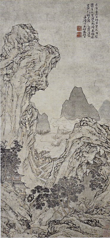 明代陸治〈山水〉軸。