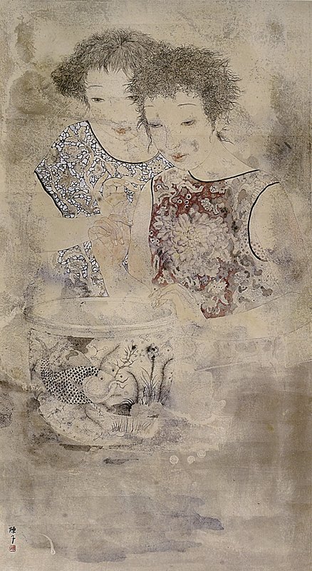 陳子2004年〈花語系列四〉，136×68厘米。