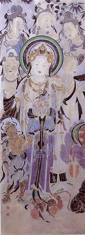 王亞玲〈敦煌莫高窟唐57窟．觀世音菩薩〉，210×97厘米。