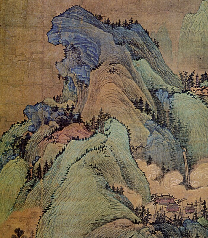 北宋王希孟〈千里江山圖〉卷，北京故宮博物院藏，局部。