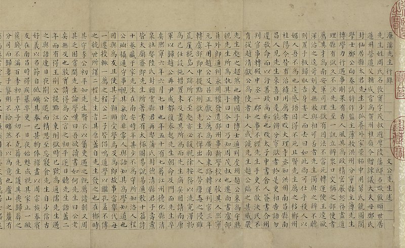 祝允明〈宋儒六賢傳志〉，局部。