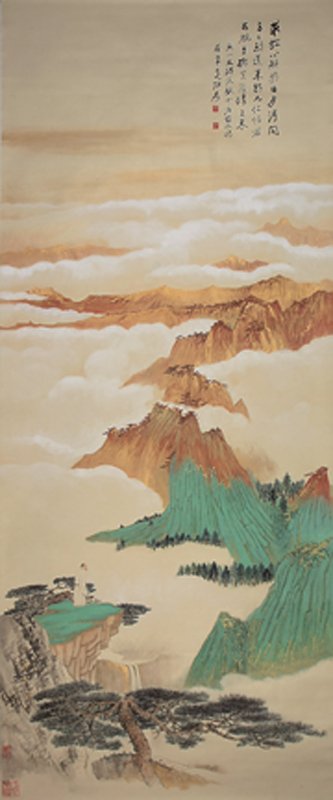 張大千1935作〈黃山勝境〉。