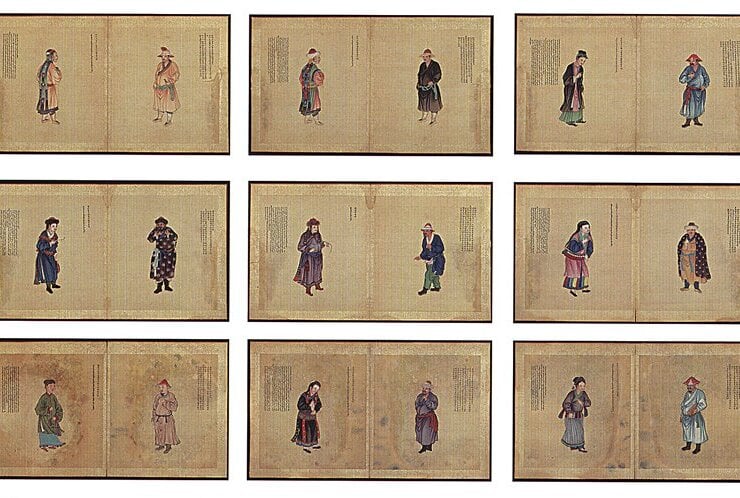 清．乾隆朝〈職貢圖〉冊 2012年6月12日巴黎德魯奧春拍編號201，估價15萬～20萬歐元。圖為局部。