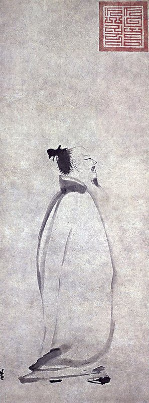 南宋梁楷〈李白吟行圖〉，縱81.1公分、橫30.5公分。