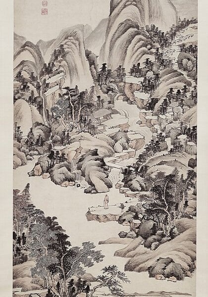 王鑑〈擬子久秋山圖軸〉。