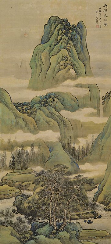 19世紀江戶時代谷文晁〈天保九如圖〉。