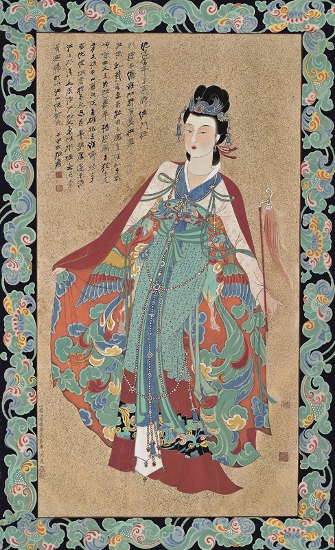 中國嘉德編號240張大千〈紅拂女〉以人民幣7,130萬元成交，成為本次嘉德春拍最高價拍品。