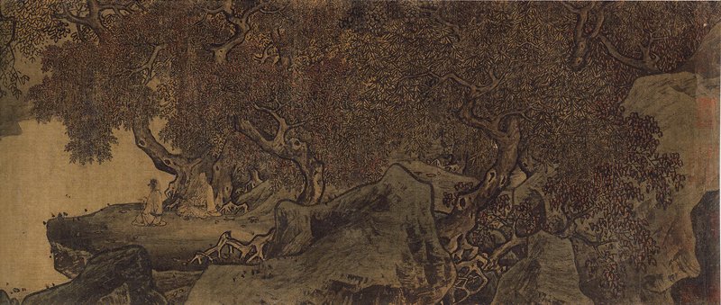 宋李唐〈濠梁秋水圖〉卷，圖為局部。
