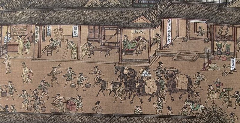 清院本〈清明上河圖〉園林及西洋樓建築，台北故宮藏。圖／維基百科。