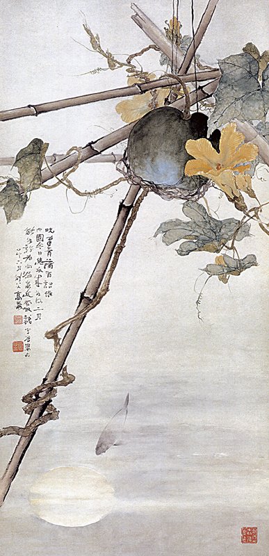 民國高劍父1915年〈瓜棚水影〉，廣東省博物館。