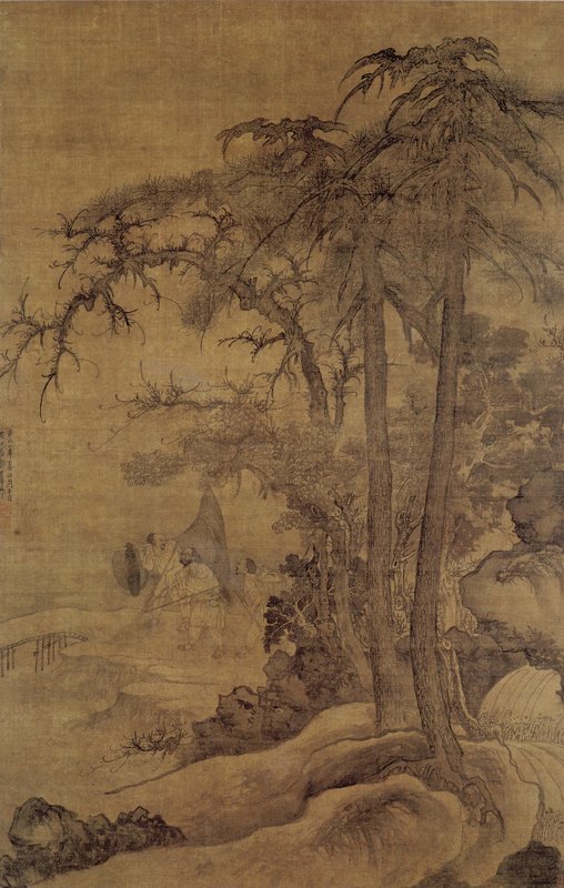 元代唐棣〈松溪歸漁圖〉，美國大都會博物館藏。