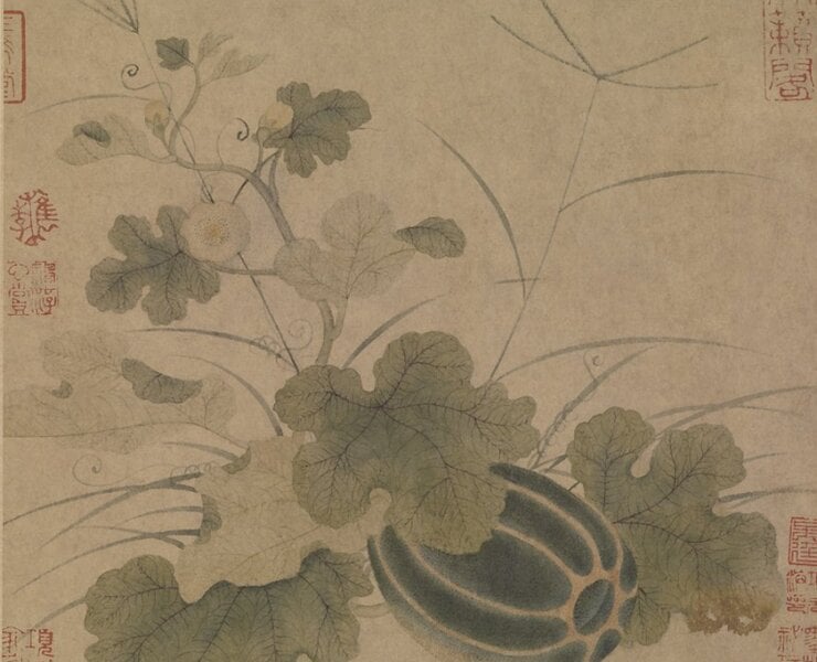 晚元明初佚名〈瓜瓞草圖〉，27×26.3公分，私人收藏。