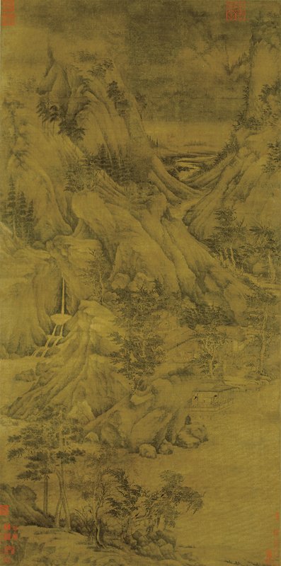 五代董源〈溪岸圖〉，美國大都會博物館藏。