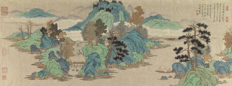 〈金泥玉屑冊頁十開〉，金箋紙本團扇，每開16×20公分。