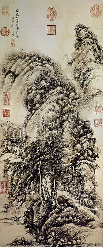 王翬1676年〈陡壑奔泉〉，北京故宮藏。