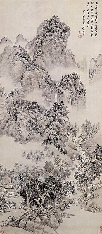 王翬〈仿黃鶴山人筆意山水〉 。