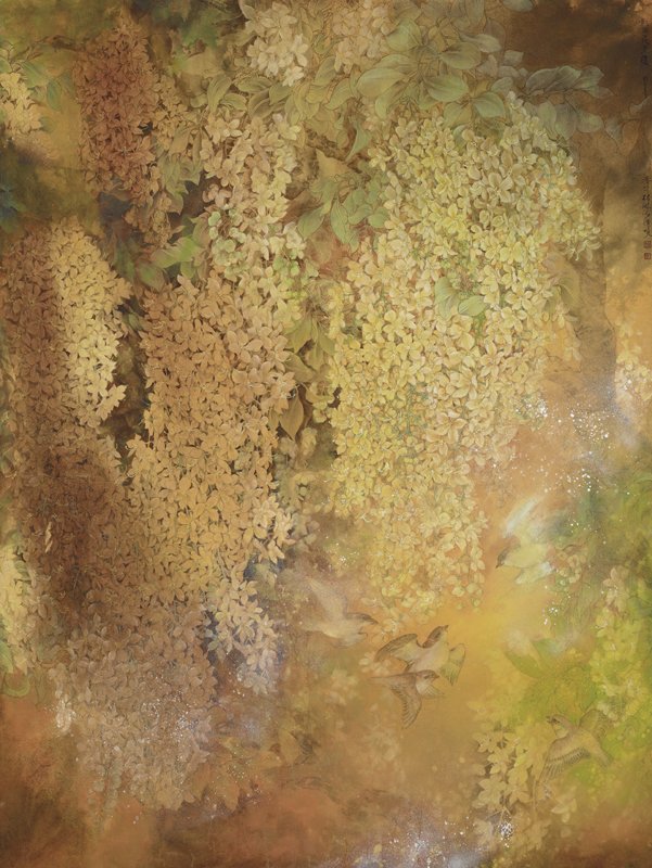 〈影曲花見濃〉，128.3×96.7公分。