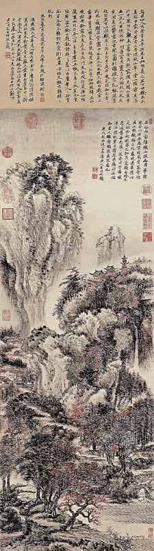 王翬畫〈溪山紅樹〉，台北故宮藏。
