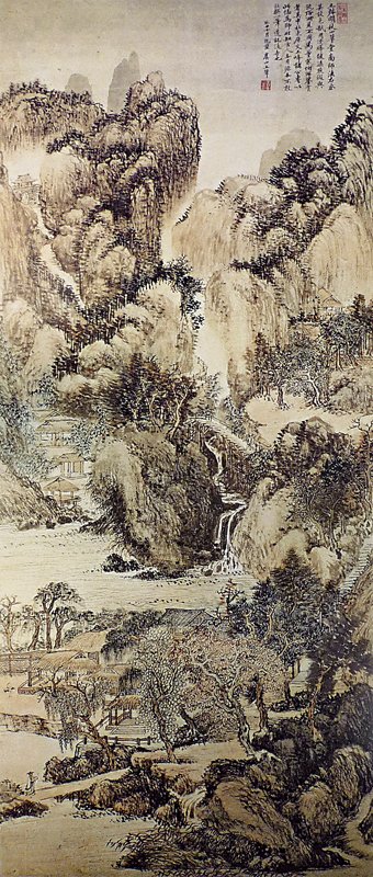 王翬〈仿王蒙秋山草堂圖〉軸，北京故宮藏。