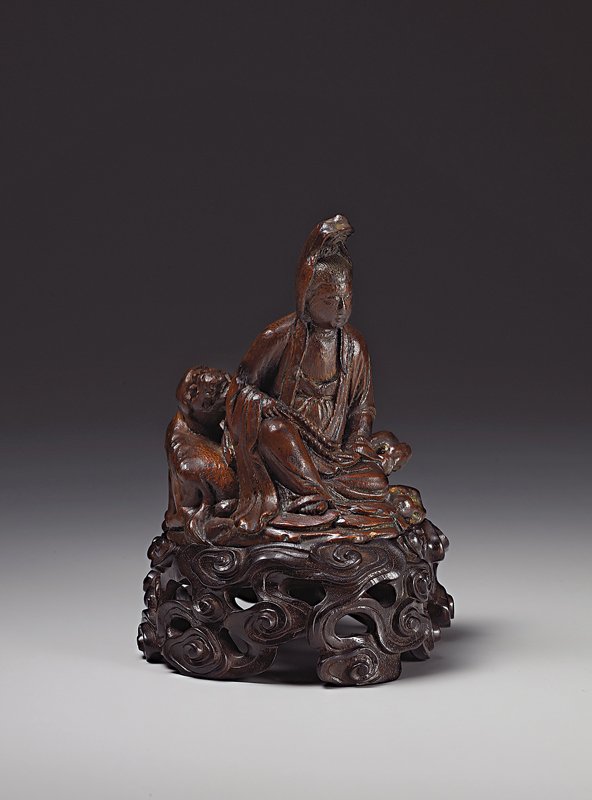 台灣集寶古美術：明（1368～1644）〈竹雕獅吼觀音〉。