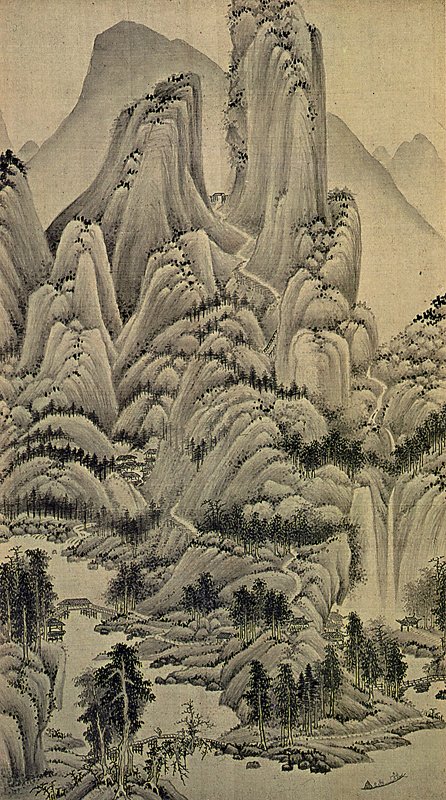 清王時敏〈仿吳鎮山水〉，〈小中現大冊〉第11開，56.3×34.8公分，台北故宮藏。