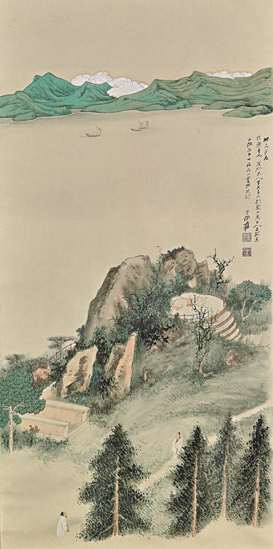 傅抱石1960年作〈虎溪三笑〉，設色紙本，53.5×61公分，估價300萬～400萬港元。