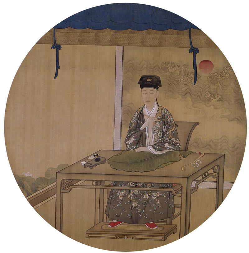 清佚名〈弘曆古裝行樂圖〉軸，直徑106.5公分，北京故宮博物院藏。圖／本刊資料室。