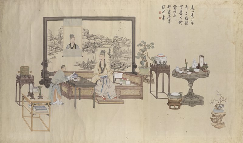 清乾隆〈是一是二圖〉，那羅延窟本，北京故宮博物院藏。