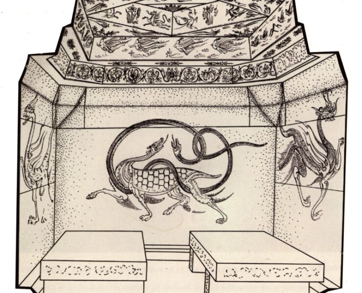 6～7世紀高句麗江西大墓墓（主）室線描圖，引自《Koguryo Tomb Murals》。