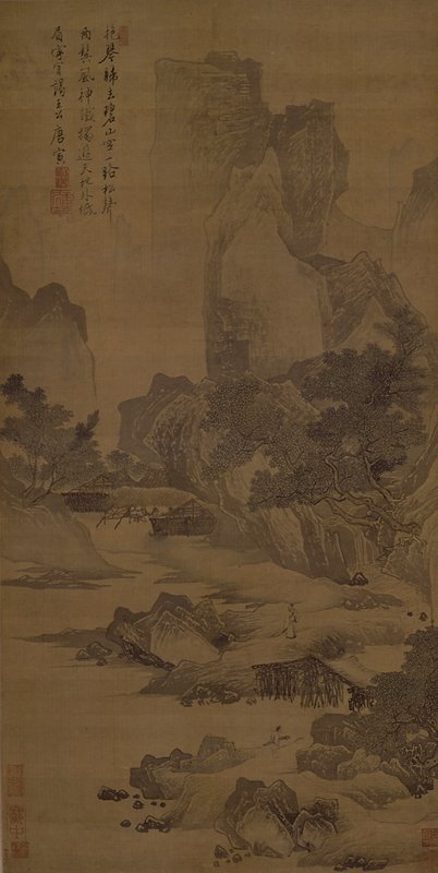 唐寅〈抱琴歸去圖〉，水墨設色絹本立軸，74.5×37.5公分。