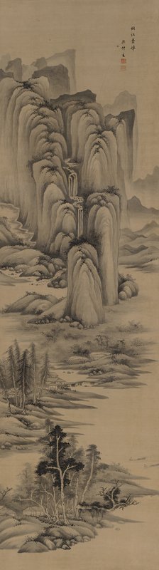 展場入口處氣勢撼人的王鑑〈仿古山水十二屏〉，圖為其中四幅。