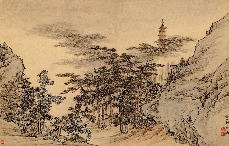 清．鄒喆〈山水圖軸〉，北京故宮博物院藏