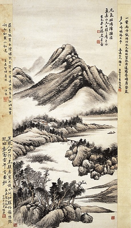 樓邨〈山水〉立軸