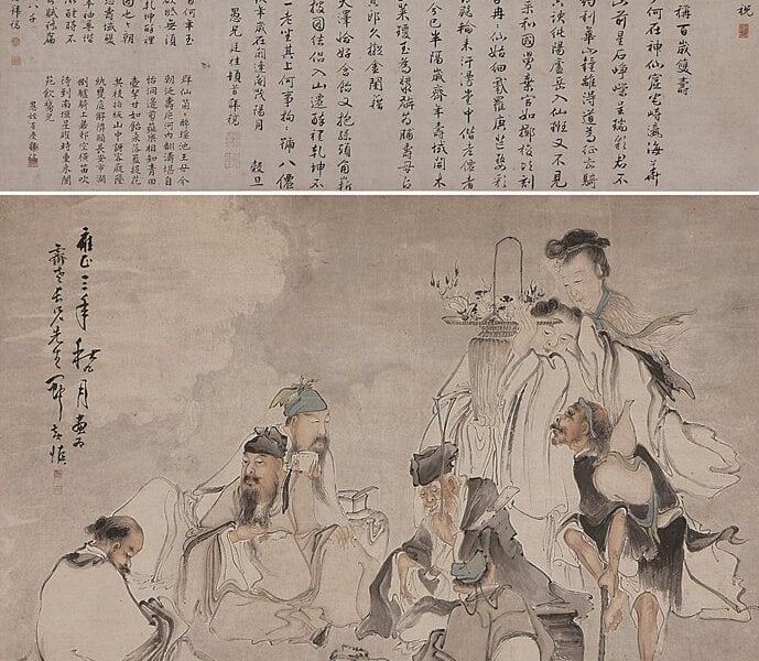 黃慎1725年作〈八仙圖〉，設色紙本立軸，113×148公分。