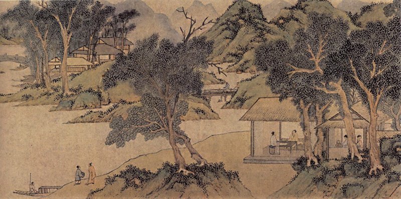 文徵明1529年〈洛原草堂圖卷〉局部，北京故宮藏。