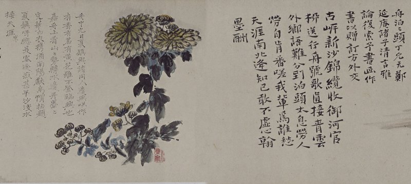 清石濤1696年〈清湘書畫稿卷〉,北京故宮藏。圖為局部。©The Palace Museum Col圖4 清八大山人1697年〈河上花圖卷〉,天津博物館藏。圖為局部。©The Tianjin Museum Collection。