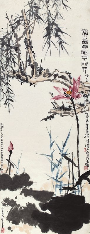 中國嘉德編號631潘天壽〈寫西子湖中所見〉,成交價人民幣4025萬元。