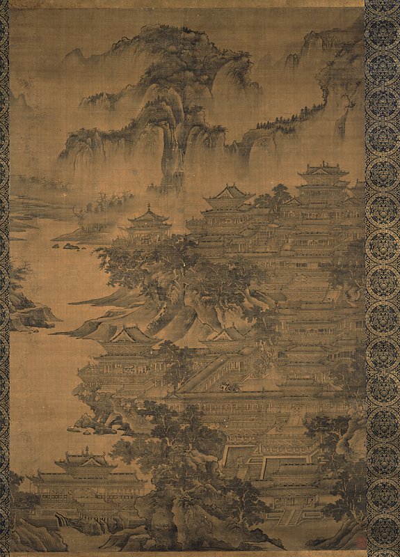 元傳郭忠恕〈明皇避暑宮〉,絹本水墨軸,161.5×105.6公分,日本大阪市立美術館藏。©Osaka City Museum of Fine Arts。