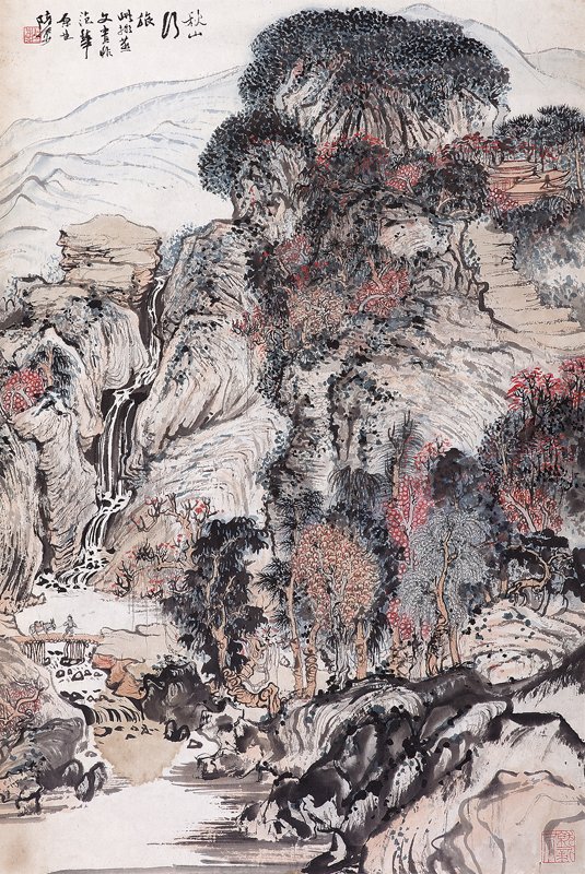 陸儼少1964年作〈幽居圖〉，紙本鏡心，40×28公分。