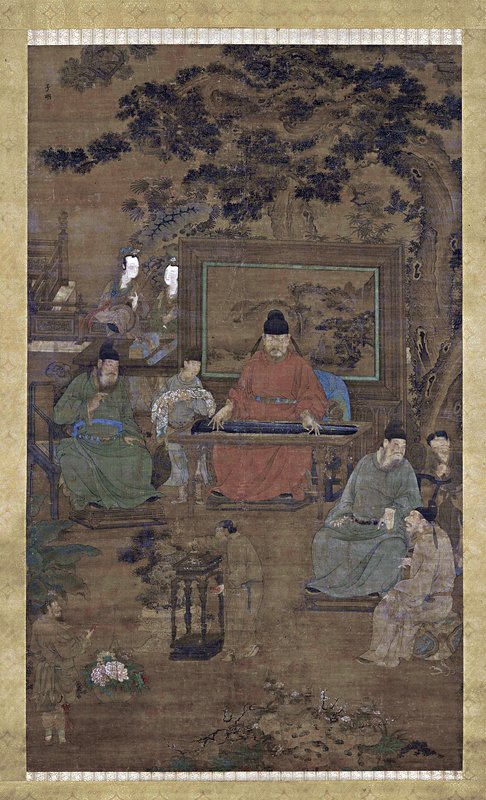 （傳任仁發）明代〈四樂圖：琴棋書畫〉，日本東京國立博物館藏。圖為其中一軸：琴。Image：TNM Image Archives。