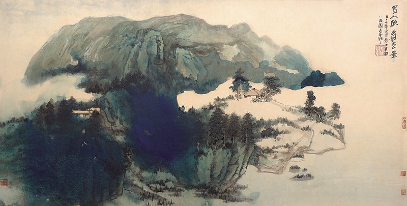 張大千〈闊浦晴嵐〉，98×193公分，成交價4156萬港元。