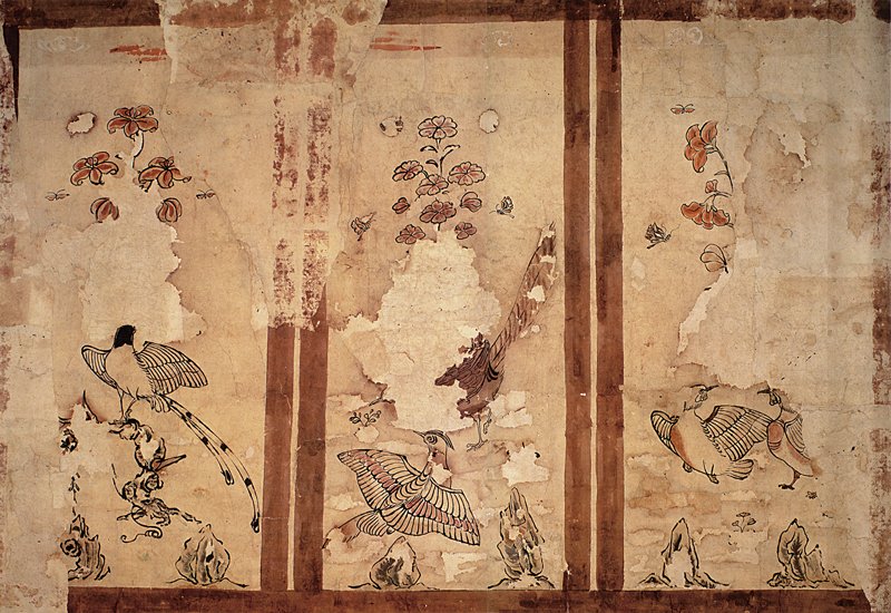 唐代8～9世紀〈花鳥圖〉紙本設色。