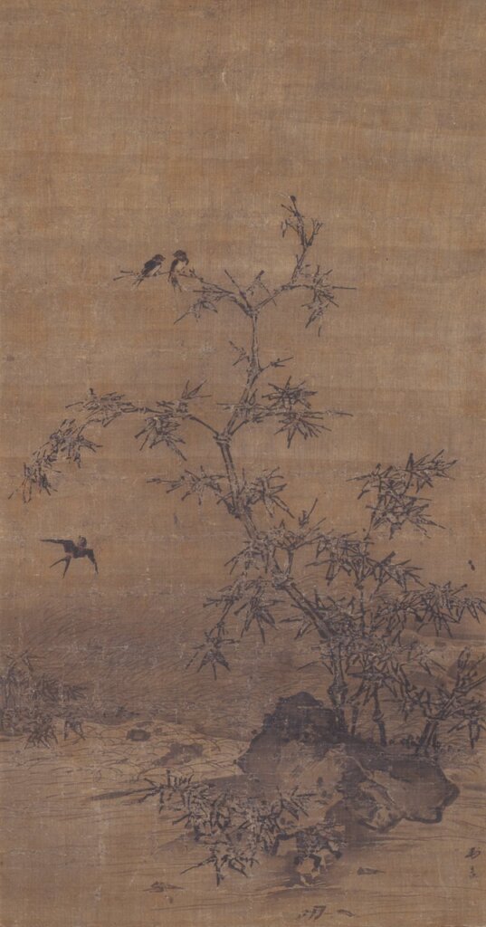 中國南宋末～元代，馬遠〈竹燕圖〉，日本大和文華館藏。
