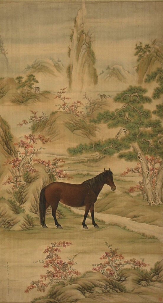 清徐呈祥〈棗騮馬圖〉，紙本設色立軸，畫心縱189公分、橫100公分。