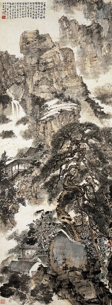 傅抱石1957年6月15日〈布拉格宮〉軸,紙本設色,105.6×61.1公分。