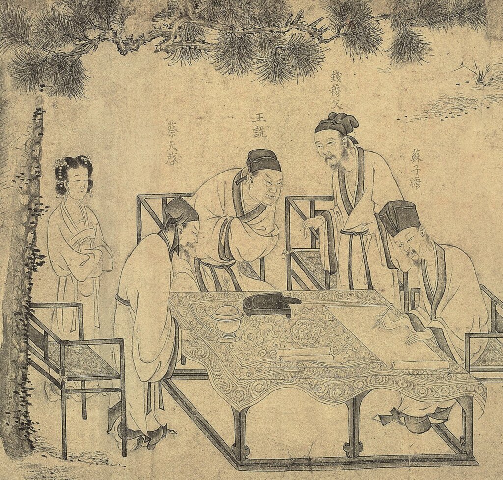 〈李公麟西園雅集〉局部,中貿聖佳2002年拍品。圖/本刊資料室。